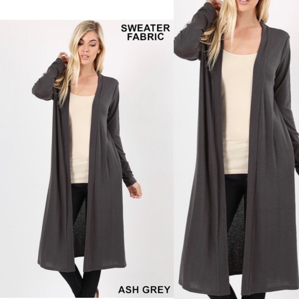 New Ash Grey Zenana Outfitters Sweater Cardigan - Picture 1 of 6